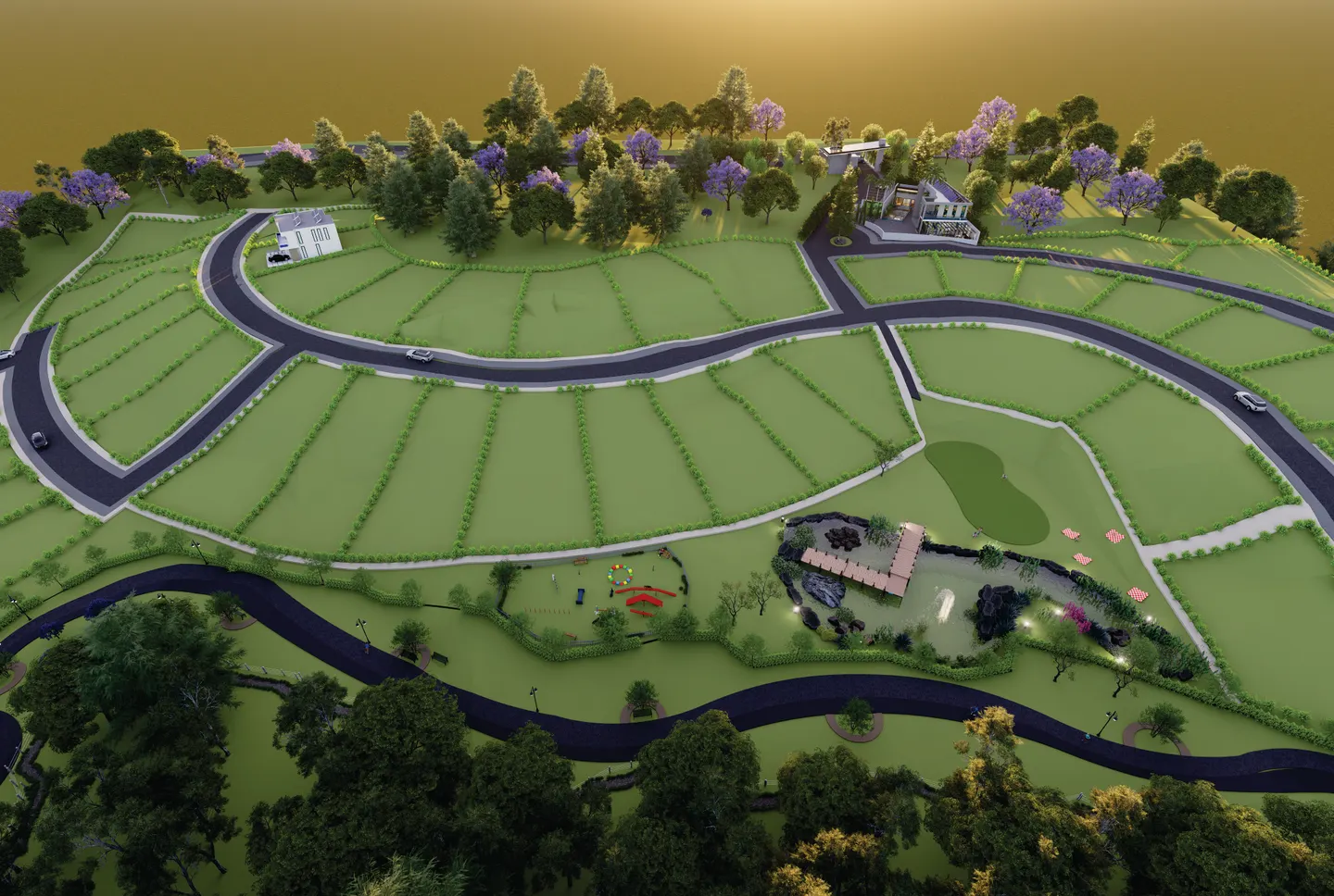 Render de la vista aérea de Ruitoca Condominio Campestre en Ruitoque